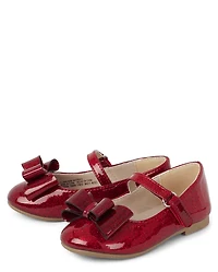 Toddler Girls Glitter Bow Ballet Flats