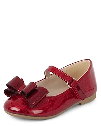 Toddler Girls Glitter Bow Ballet Flats