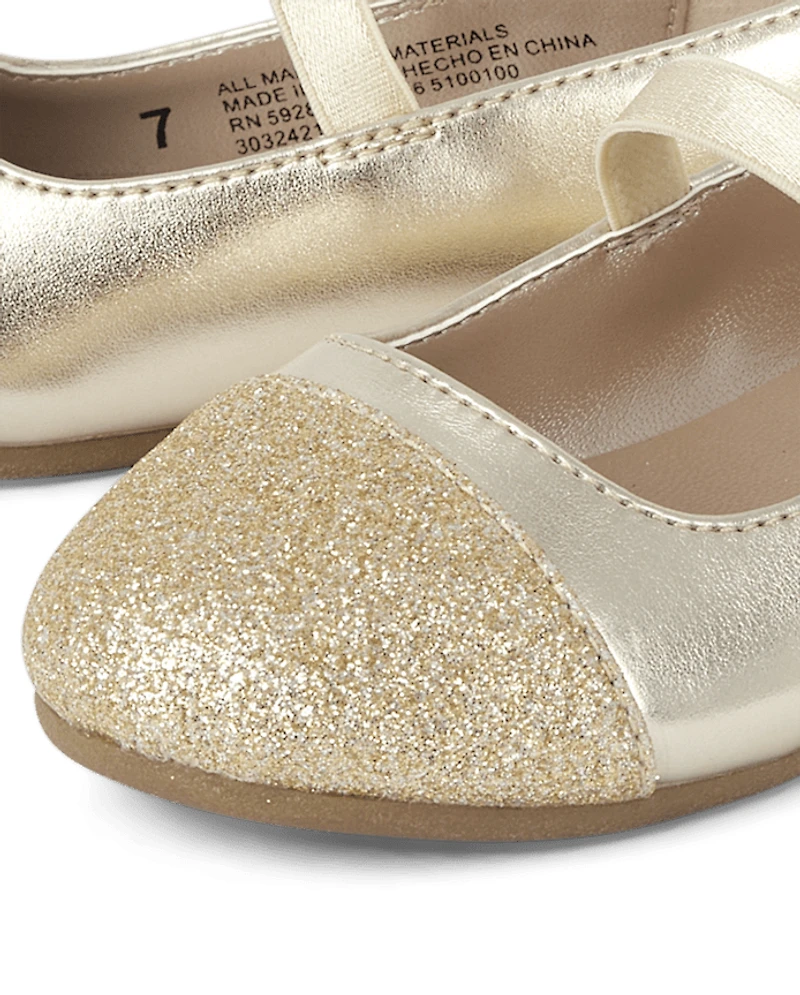 Toddler Girls Metallic Glitter Ballet Flats
