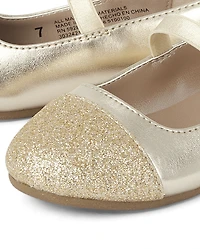 Toddler Girls Metallic Glitter Ballet Flats