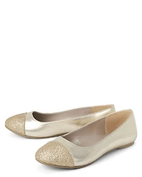 Girls Metallic Glitter Ballet Flats
