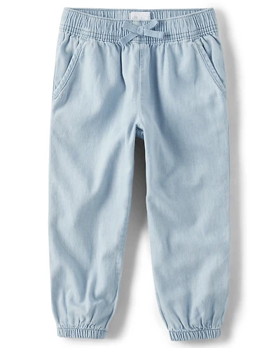 Girls Chambray Pull On Jogger Pants