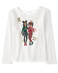 Girls Sequin Christmas Cross-Back Top