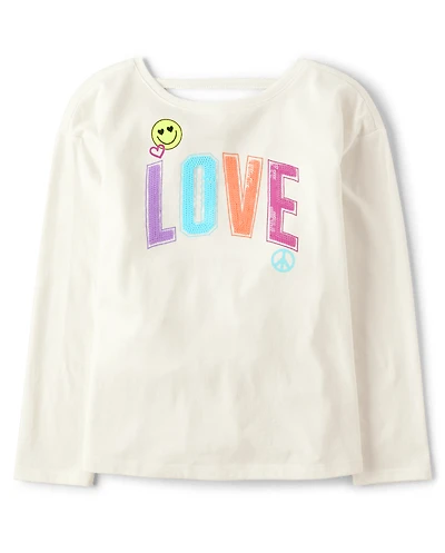 Girls Graphic Cut Out Top