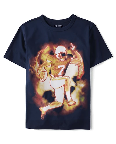 Boys Football Player Graphic Tee