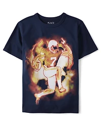 Boys Football Player Graphic Tee