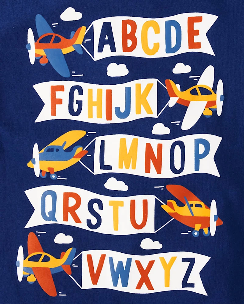 Baby And Toddler Boys Airplane Alphabet Graphic Tee