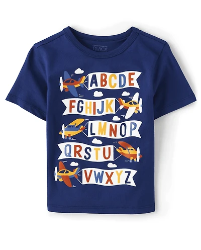 Baby And Toddler Boys Airplane Alphabet Graphic Tee