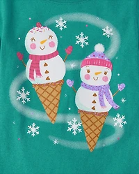 Baby And Toddler Girls Ice Cream Snowmen Graphic Tee