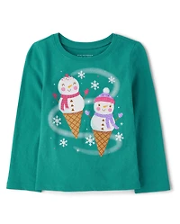 Baby And Toddler Girls Ice Cream Snowmen Graphic Tee