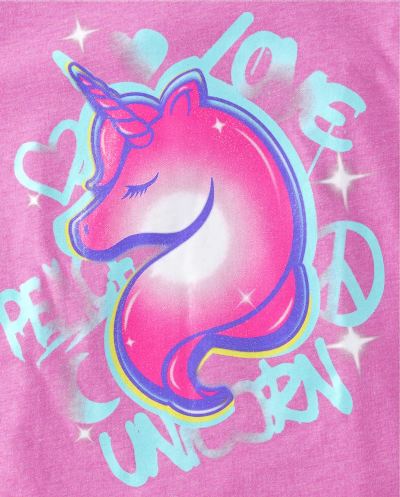 Girls Unicorn Doodle Graphic Tee