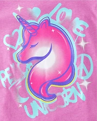 Girls Unicorn Doodle Graphic Tee