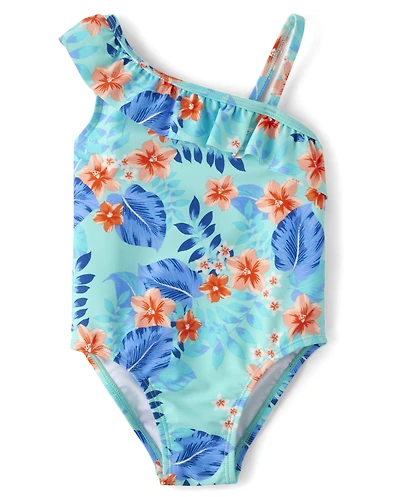 Baby And Toddler Girls Tropical Ruffle One Piece Swimsuit