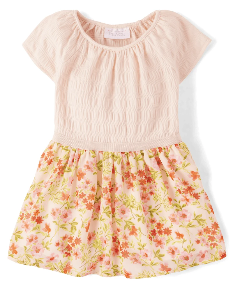 Baby And Toddler Girls Mommy Me Floral Smocked Fit Flare Dress
