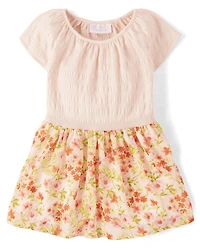 Baby And Toddler Girls Mommy Me Floral Smocked Fit Flare Dress