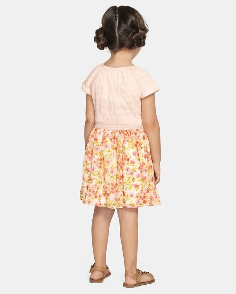 Baby And Toddler Girls Mommy Me Floral Smocked Fit Flare Dress