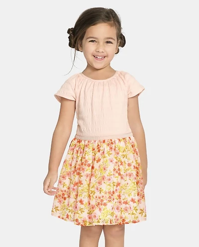 Baby And Toddler Girls Mommy Me Floral Smocked Fit Flare Dress