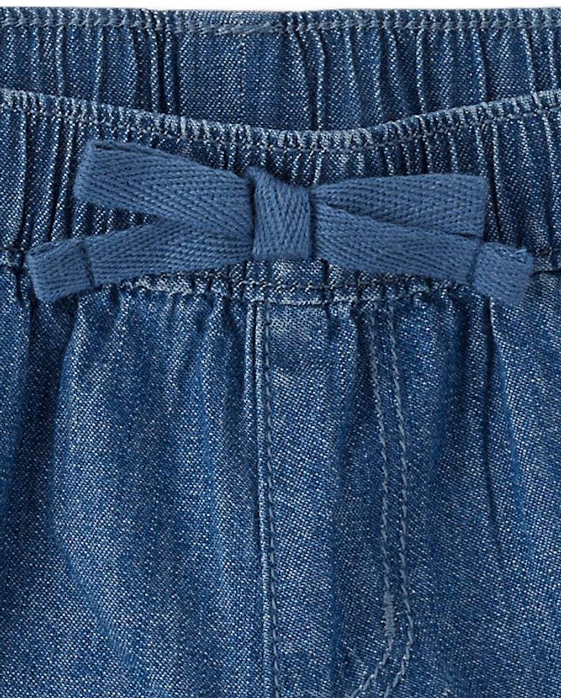 Baby And Toddler Girls Chambray Pull On Shorts