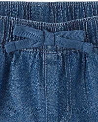 Baby And Toddler Girls Chambray Pull On Shorts