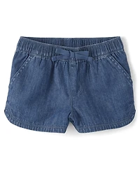 Baby And Toddler Girls Chambray Pull On Shorts