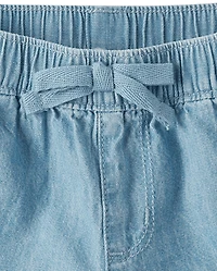 Baby And Toddler Girls Chambray Pull On Shorts