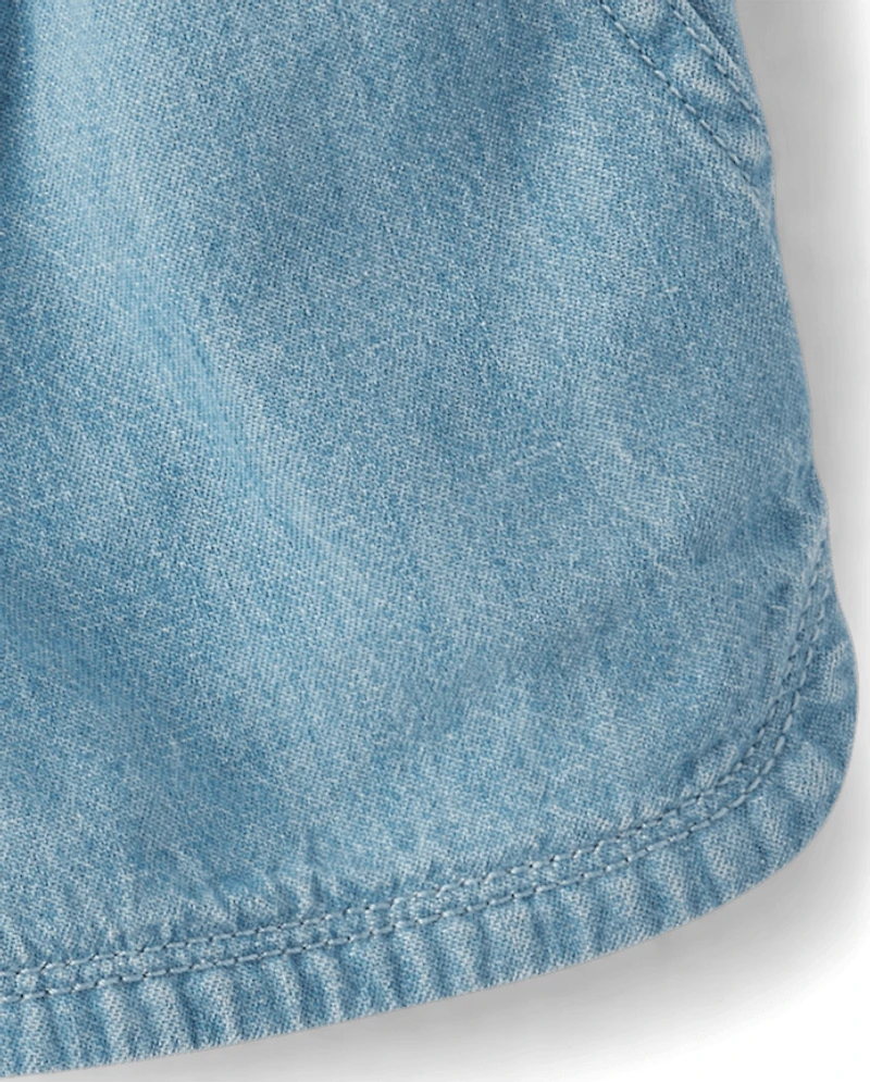 Shorts en chambray à enfiler pour bébés et petites filles