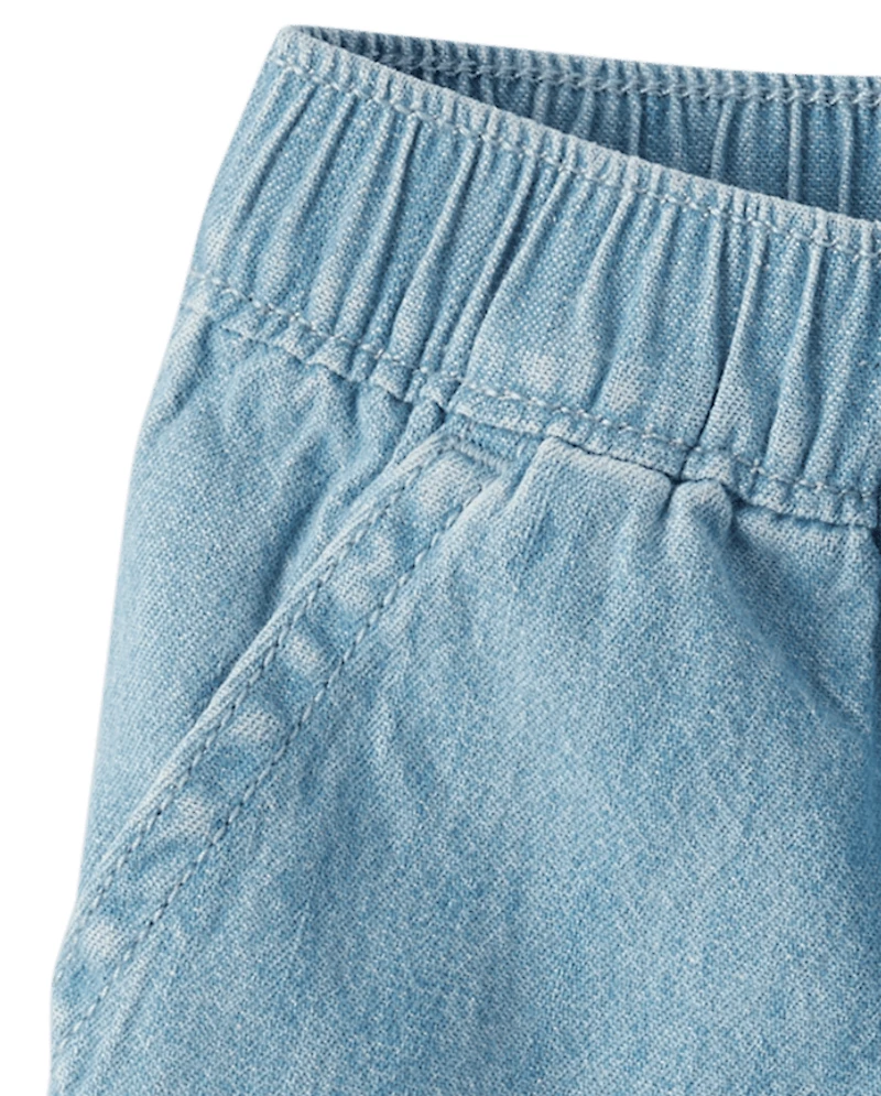 Shorts en chambray à enfiler pour bébés et petites filles