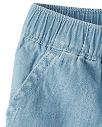 Shorts en chambray à enfiler pour bébés et petites filles