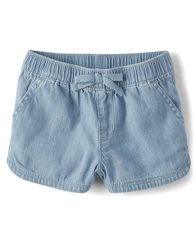Baby And Toddler Girls Chambray Pull On Shorts