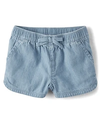 Baby And Toddler Girls Chambray Pull On Shorts