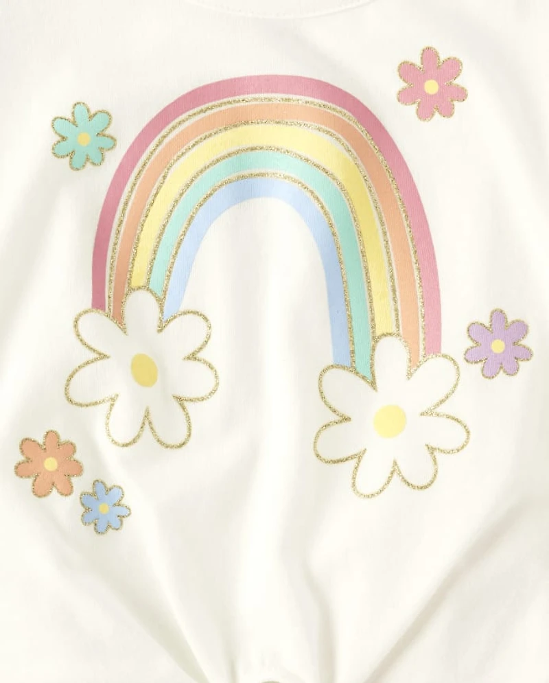 Toddler Girls Rainbow Daisy 2-Piece Outfit Set