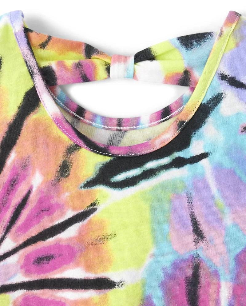 Toddler Girls Rainbow Tie Dye Knot Back Tank Top 2-Pack