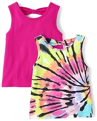 tout-petit, fille arc-en-ciel Tie Dye Knot Back débardeur 2-Pack