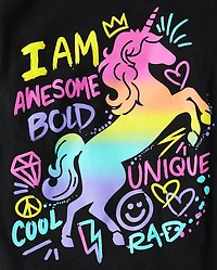 Girls Rainbow Unicorn Graphic Tee