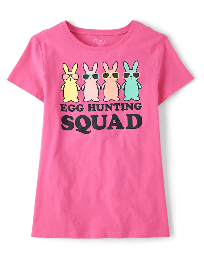 Womens Matching Family Egg Hunting Squad Graphic Tee