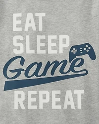Baby And Toddler Boys Eat Sleep Game Repeat Graphic Tee