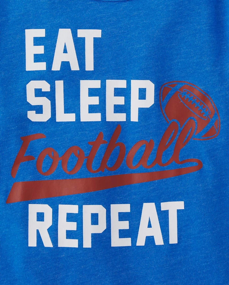 Baby And Toddler Boys Eat Sleep Football Repeat Graphic Tee