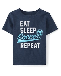 Baby And Toddler Boys Eat Sleep Soccer Repeat Graphic Tee