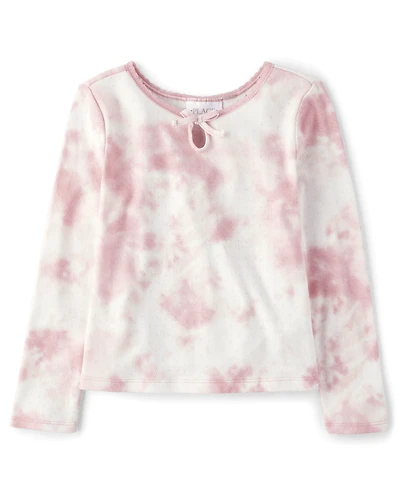 Girls Tie Dye Pointelle Top