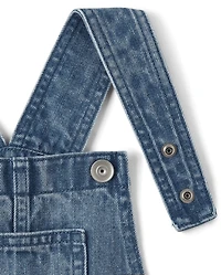 Girls Roll Cuff Denim Shortalls