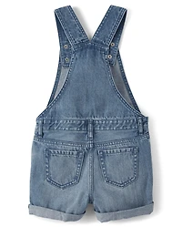Girls Roll Cuff Denim Shortalls
