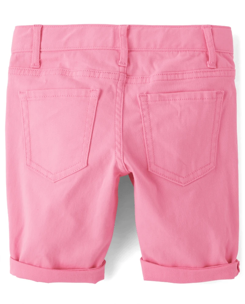 Girls Roll Cuff Twill Skimmer Shorts