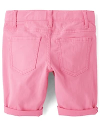 Girls Roll Cuff Twill Skimmer Shorts