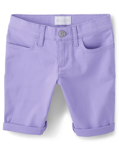 Girls Roll Cuff Twill Skimmer Shorts