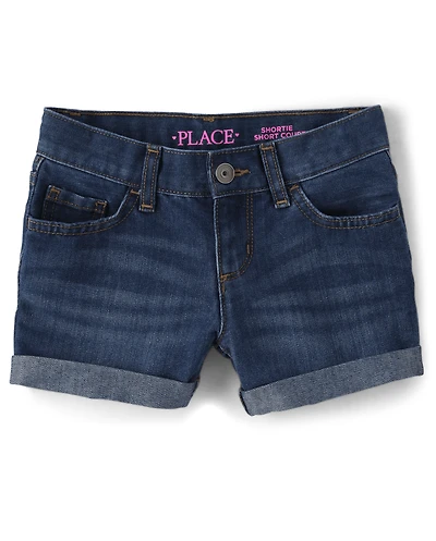 Shorty en jean à revers pour filles