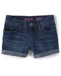 Shorty en jean à revers pour filles