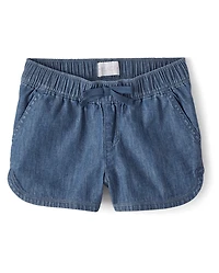 Girls Chambray Pull On Shorts
