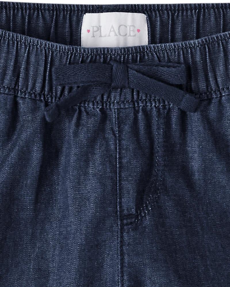 Girls Chambray Pull On Shorts