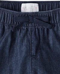 Girls Chambray Pull On Shorts
