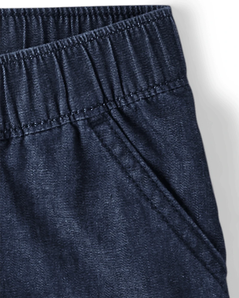 Girls Chambray Pull On Shorts